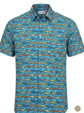 Men’s Turquoise Short-Sleeve Button-Down Shirt Size XL